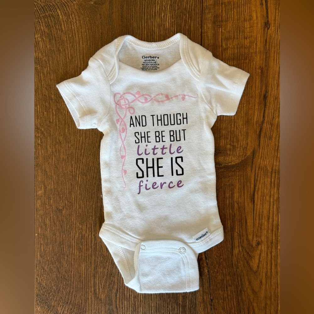 ✨4/$15✨ She is Fierce Baby Onesie Gerber Size Newborn